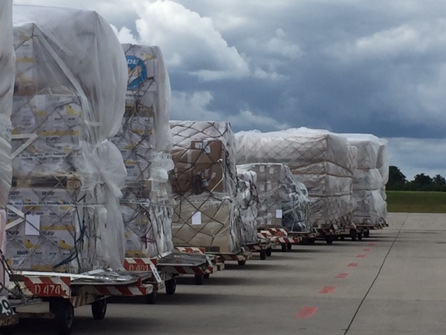 Hilfsgüter für Mosul fertig verpackt